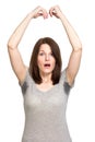 Woman sweating very badly under armpit Royalty Free Stock Photo