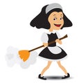 woman sweeping floor. Vector illustration decorative design