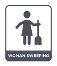 woman sweeping icon in trendy design style. woman sweeping icon isolated on white background. woman sweeping vector icon simple Royalty Free Stock Photo