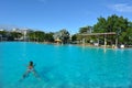 Woman swim in Cairns Esplanade Swimming Lagoon in Queensland Australia Royalty Free Stock Photo