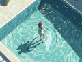 woman swim holiday summer pool view girl water illustration top young person. Generative AI. Royalty Free Stock Photo