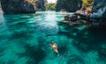 Woman swimming in clear sea water in Asia Royalty Free Stock Photo