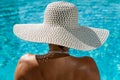 Woman at the swimming pool on the island of Santorini in Greece Royalty Free Stock Photo