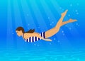 Woman Swimming Underwater in Pool Royalty Free Stock Photo