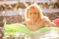 Woman swims with airbed Royalty Free Stock Photo