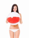 Woman in swimsuit with beach ball Royalty Free Stock Photo