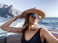Woman enjoying ocean voyage Royalty Free Stock Photo