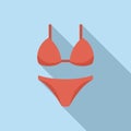 Woman swimwear icon flat vector. Water park