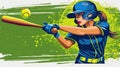 A woman is swinging a baseball bat at a ball Royalty Free Stock Photo