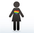 Woman symbol icon with a rainbow heart, LGBT symbol, love is love, rainbow flag in heart icon, love wins