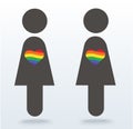 Woman symbol icon with a rainbow heart, LGBT symbol, love is love, rainbow flag in heart icon, love wins