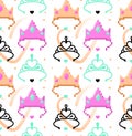 Woman symbols seamless pattern. Tiara, crown.