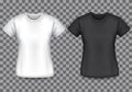 Woman T-shirt white black blank front on checkered background vector