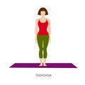 Woman in Tadasana or Mountain yoga pose.