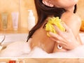 Woman take bubble bath. Royalty Free Stock Photo