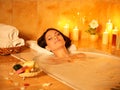 Woman take bubble bath. Royalty Free Stock Photo