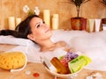 Woman take bubble bath. Royalty Free Stock Photo