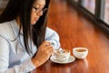 Woman Take Coffee After Work