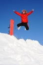 Woman take fun on the snowboard Royalty Free Stock Photo