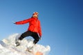 Woman take fun on the snowboard Royalty Free Stock Photo