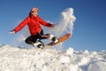 Woman take fun on the snowboard Royalty Free Stock Photo