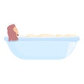 Woman take warm bath icon cartoon vector. Water bathtub