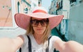 Woman takes photo in Venice, Italy Royalty Free Stock Photo