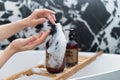 Woman taking bath with foam, cropped shot Royalty Free Stock Photo