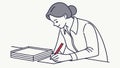 Woman taking notes, focused learning, academic study, productive work, organized thinking, vector design Generative AI Royalty Free Stock Photo