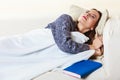 Woman taking power nap after lunch Royalty Free Stock Photo