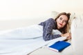Woman taking power nap after lunch Royalty Free Stock Photo
