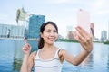 Woman taking self image in Macao city Royalty Free Stock Photo