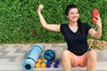 Woman taking a selfie after a workout Royalty Free Stock Photo