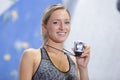 Woman taking time in gym Royalty Free Stock Photo