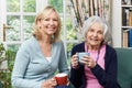 Woman Taking Time To Visit Senior Female Neighbor And Talk