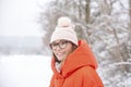 Woman taks a trip winter