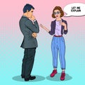 Woman Talking with Businessman. Pop Art illustration Royalty Free Stock Photo