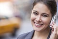 Woman Talking on Cell Phone in New York City Royalty Free Stock Photo