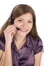 Woman talking on headset Royalty Free Stock Photo