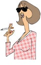 Woman talking while holding a cigarette