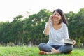 Woman talking on mobile phone and smiling