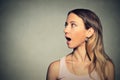 Woman talking with sound coming out of her open mouth Royalty Free Stock Photo