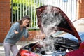 Woman Talking To Reliable Car Mechanic. Breakdown Royalty Free Stock Photo