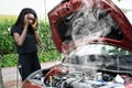 Woman Talking To Reliable Car Mechanic. Breakdown Royalty Free Stock Photo