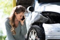 Woman Talking To Reliable Car Mechanic. Breakdown Royalty Free Stock Photo