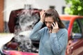 Woman Talking To Reliable Car Mechanic. Breakdown Royalty Free Stock Photo