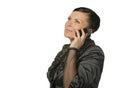 The woman talks by a mobile phone Royalty Free Stock Photo