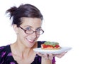 Woman with tart Royalty Free Stock Photo