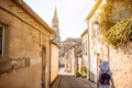 Woman tarveling in Saint Emilion village, France Royalty Free Stock Photo