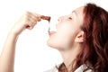 Woman Tasting Chocolate Spread Royalty Free Stock Photo